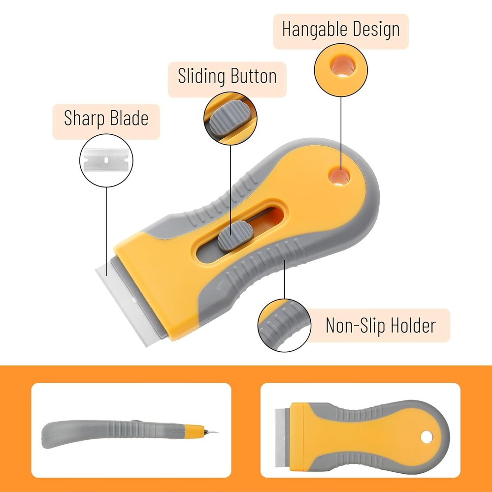 3-Pack Razor Blade Scraper Set w/ 80 Blades – Paint, Window & Sticker Tool