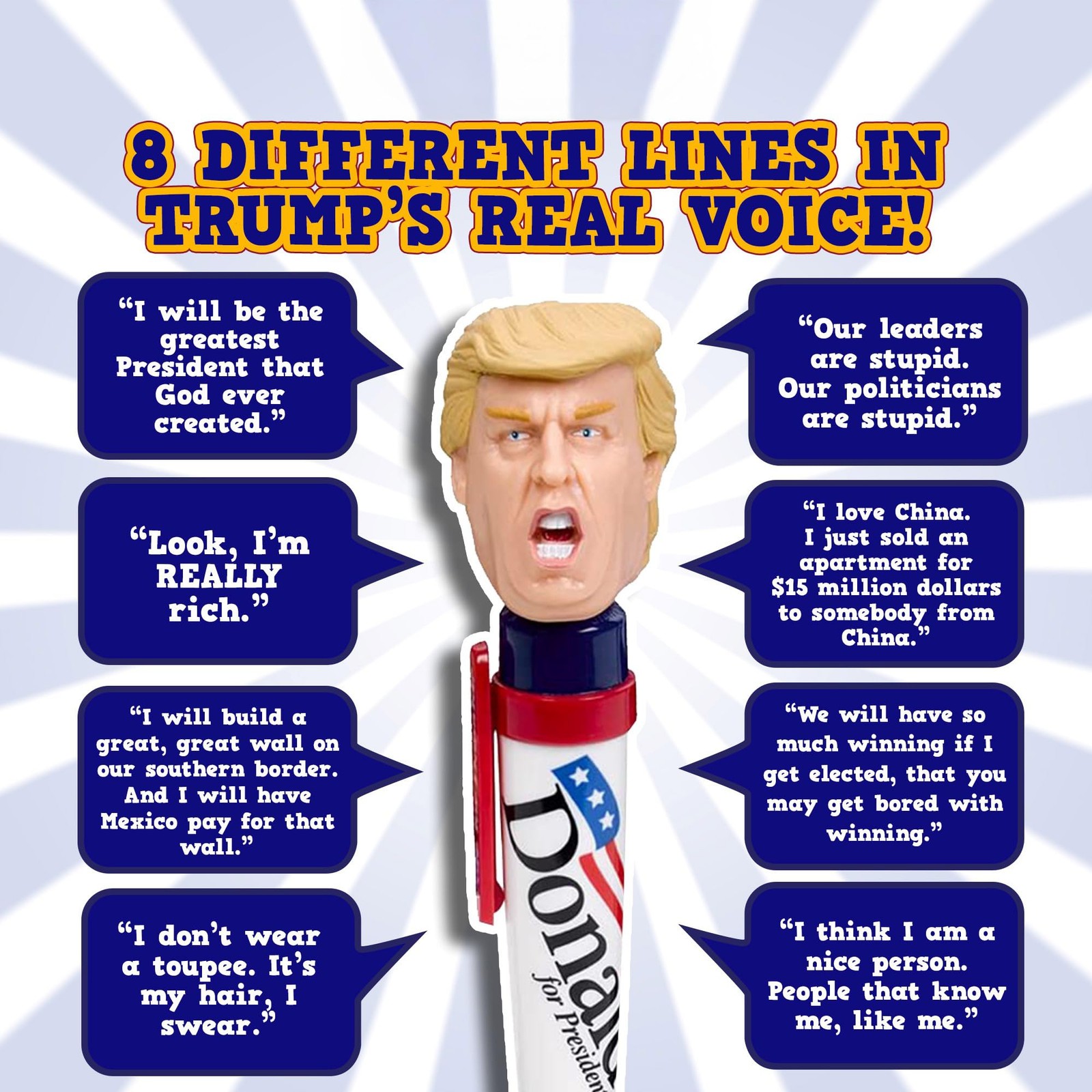 Talking Donald Trump Pen – Collectible Edition - 8 Sayings in His Real Voice