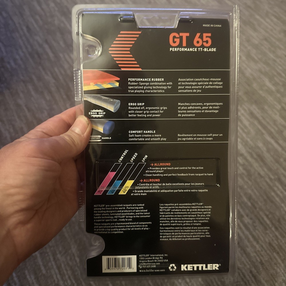 Kettler GT65 Table Performance Table Tennis Paddle Blade