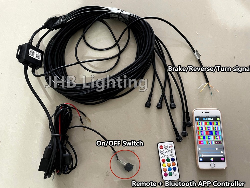 4PCS 4FT+2PCS 6.5FT KIT DOUBLE ROW Remote+APP CHASING Flow LED Strips Lights Kit