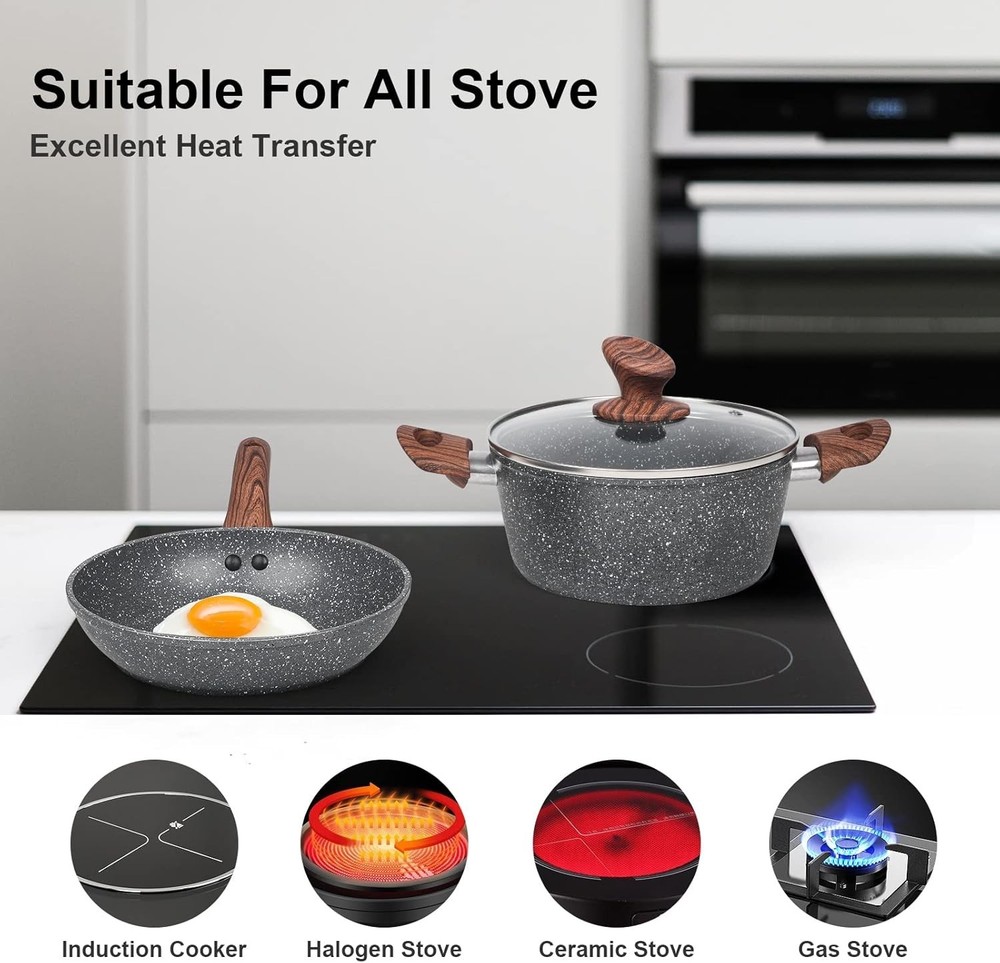 New 11PCS Granite Nonstick Cookware Set, Induction Ready