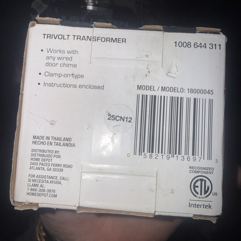 Wired Doorbell Tri-Volt Transformer