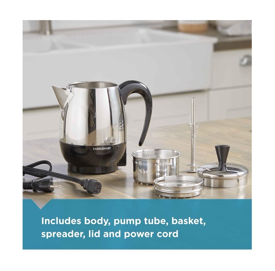 NEW - 4 Cup Electric Coffee Percolator, Automatic Keep Warm, No-Drip Spout