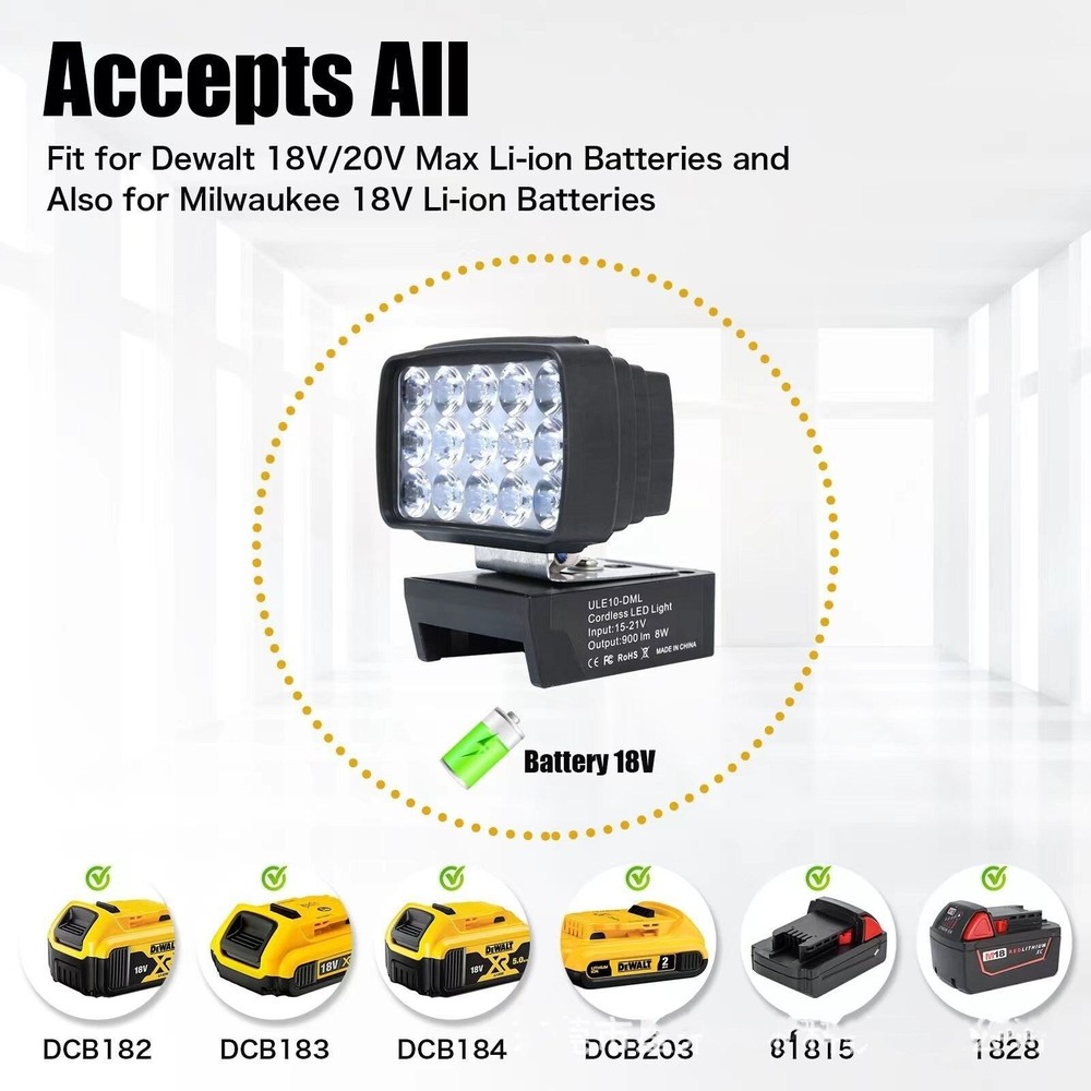 Work Light for Dewalt / Milwaukee Batteries