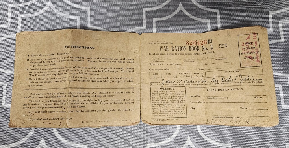 WWII War Ration Book w/ Stamps