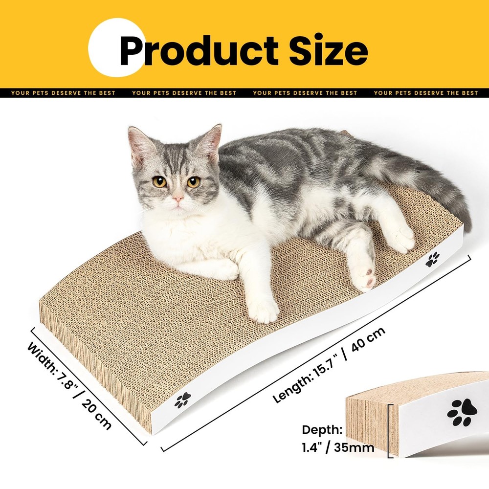 Cat Scratcher, Durable Scratch Pad, Corrugated Medium-White, Medium-White