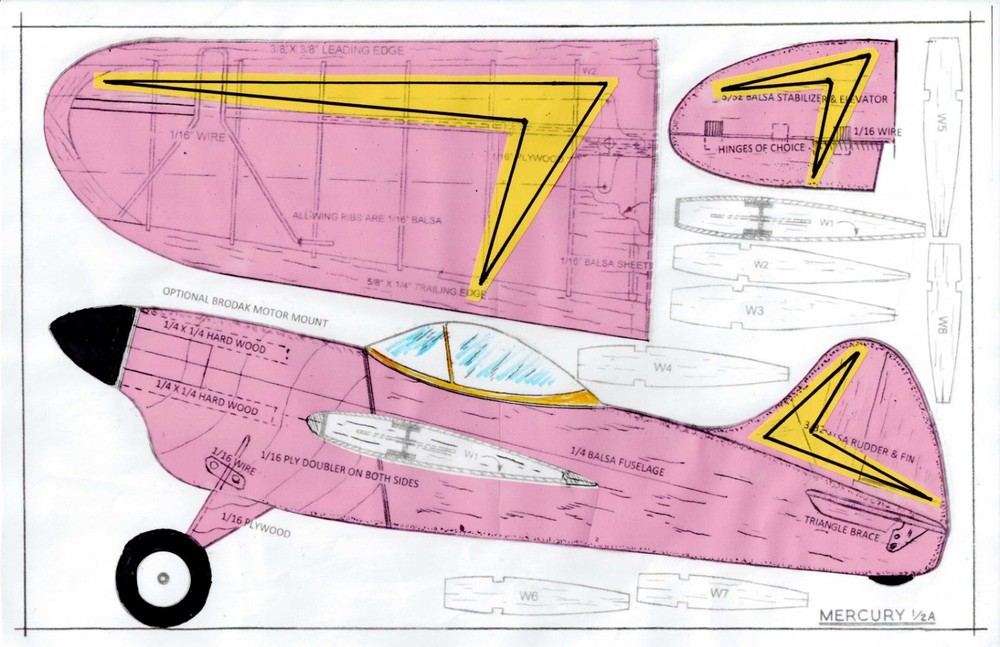 1/2 A profile" Mercury " Team racer U-Control plans