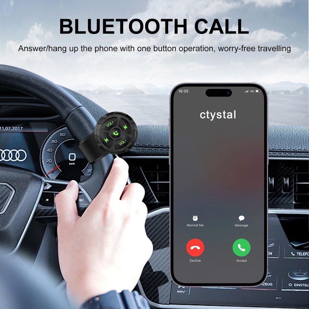 Bluetooth Media Button Remote,Wireless Waterproof Music Controller for Car Mo...