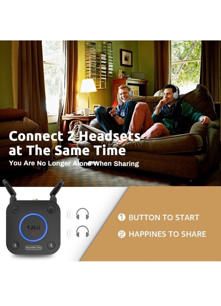 1Mii B06TX Bluetooth 5.2 Transmitter for TV to Wireless Headphone/Speaker