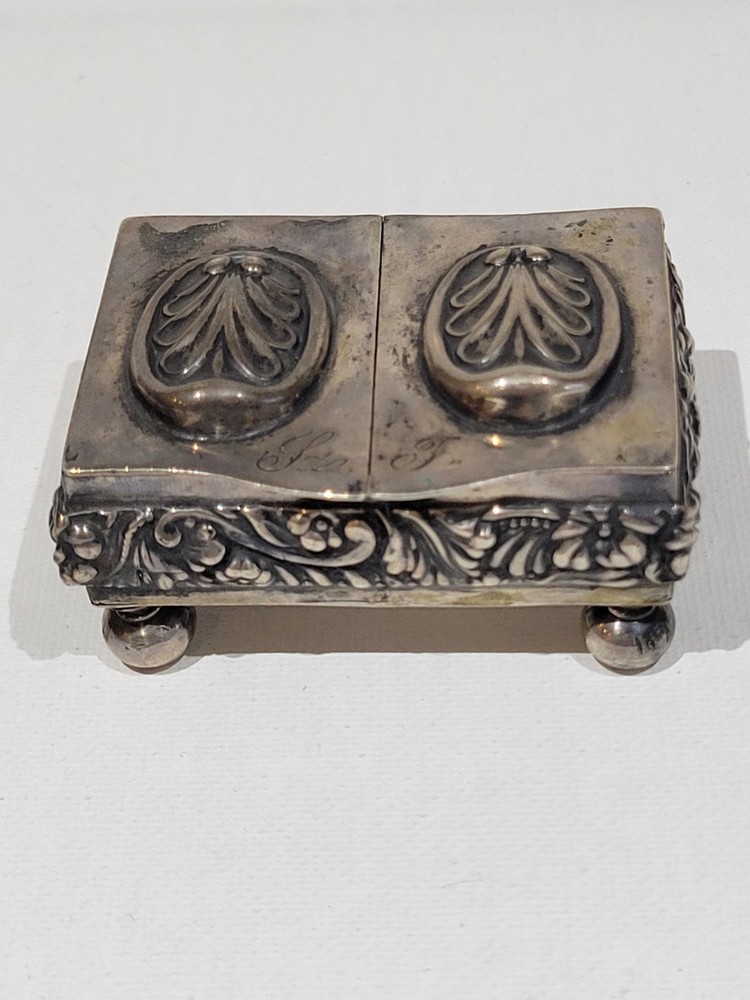 Antique German Solid  Silver Double Snuff Box, Circa 1853