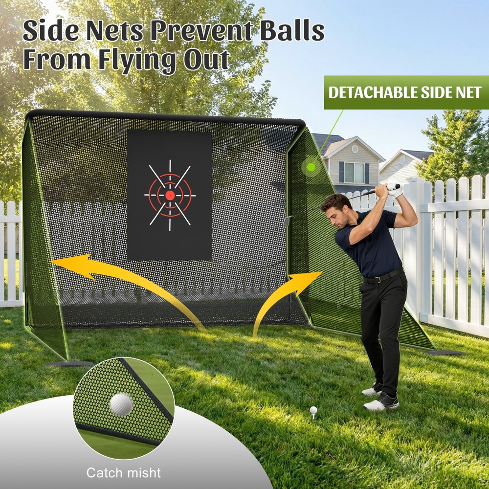 10'x6.5' Golf Practice Net Portable Hitting Net Auto Ball Return Enclosure