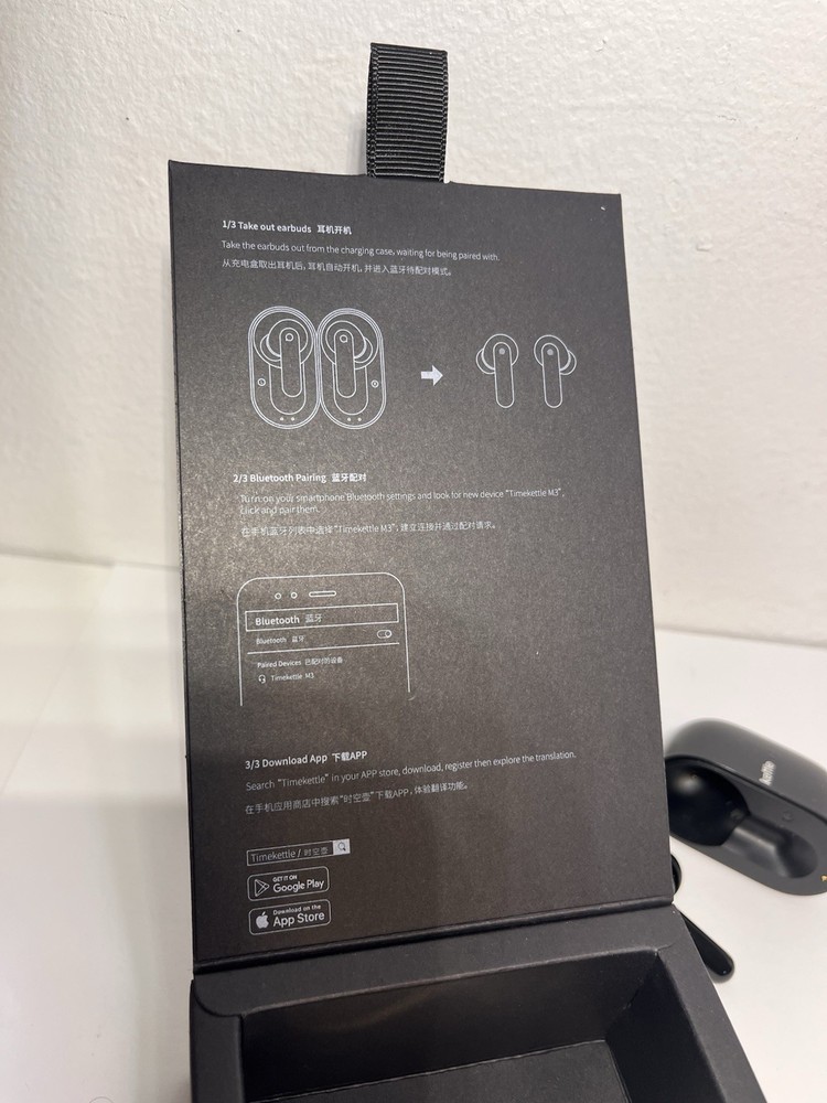 TimeKettle M3 White Bluetooth 3 In 1 Language Translator Earbuds With APP