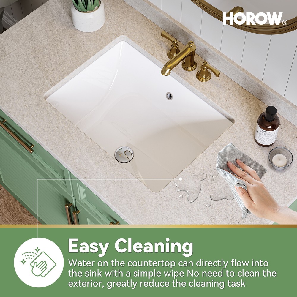 20x15'' Rectangular Undermount Bathroom Sink Vitreous Ceramic Lavatory White