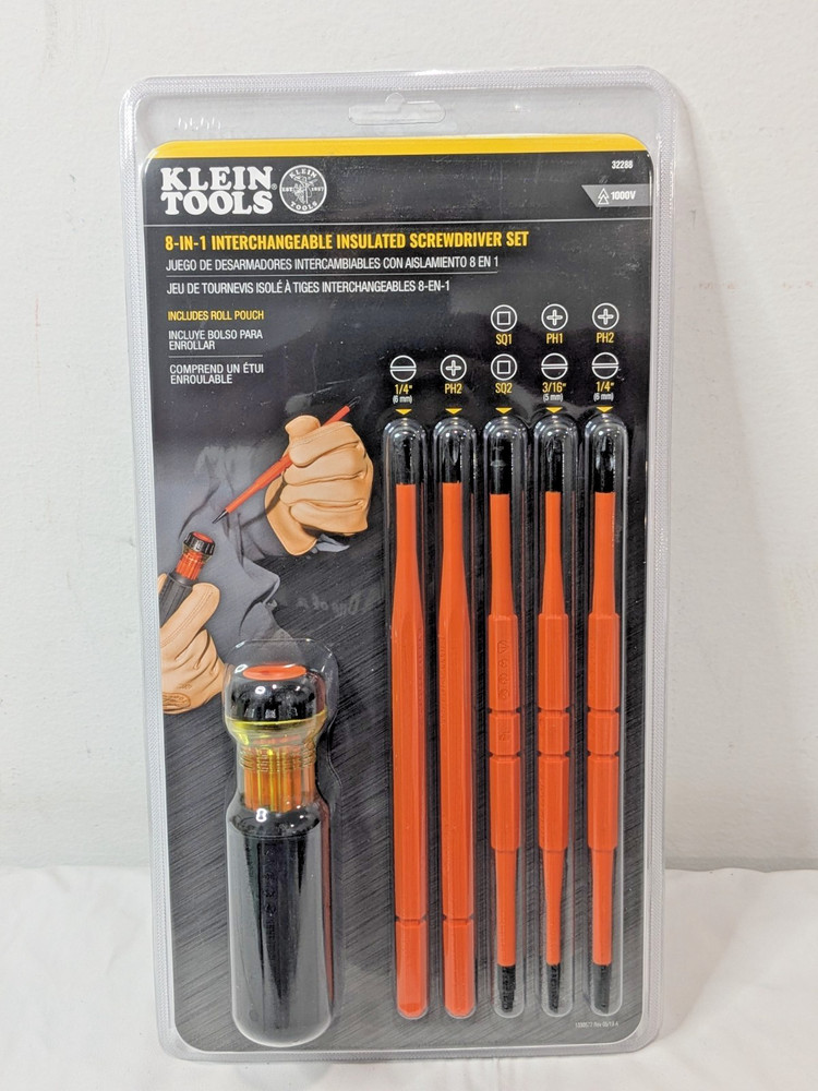Klein Tools 8 in 1 Insulated Interchangeable Screwdriver Set 32288