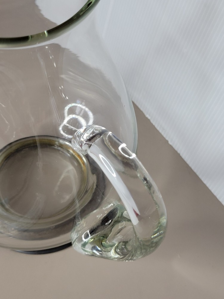 Water Pitcher Large Glass Silver Plate Base **READ**