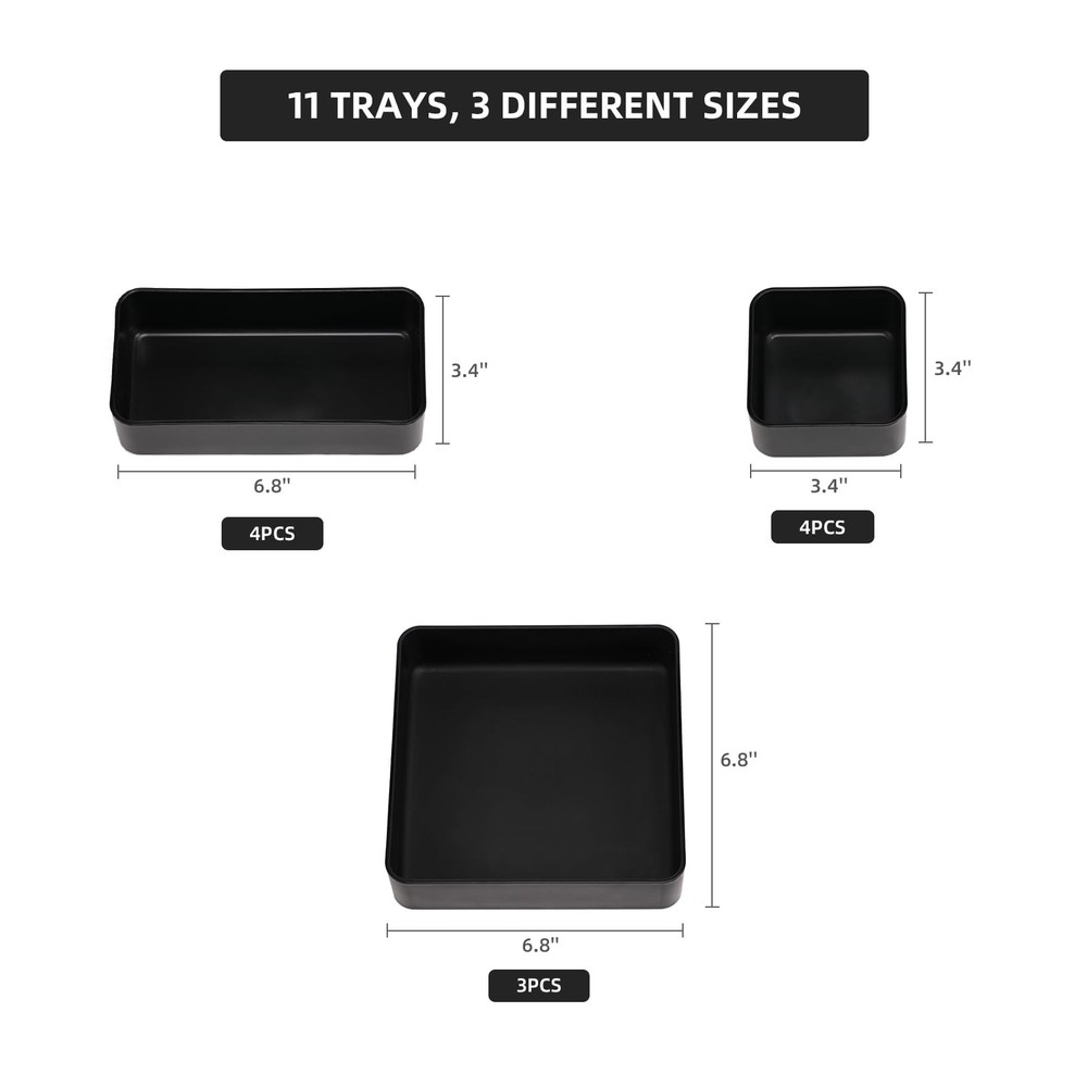 11-Piece Stackable Drawer Organizer Set, Multi-size Desk Drawer Organizer Tra...