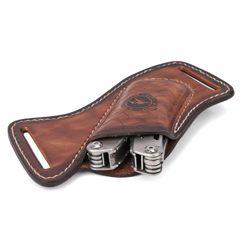 TOURBON Leather Folding/Fixed Knife Sheath EDC Compact Tools Belt Pouch