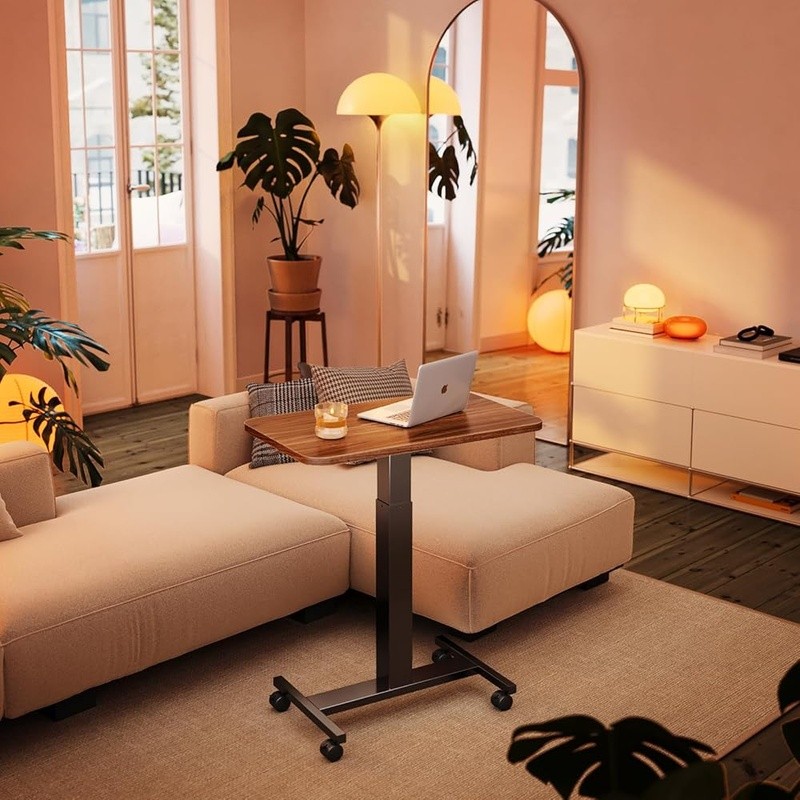 Adjustable Sit Stand Mobile Desk Ergonomic Rolling Table Lockable & Portable New