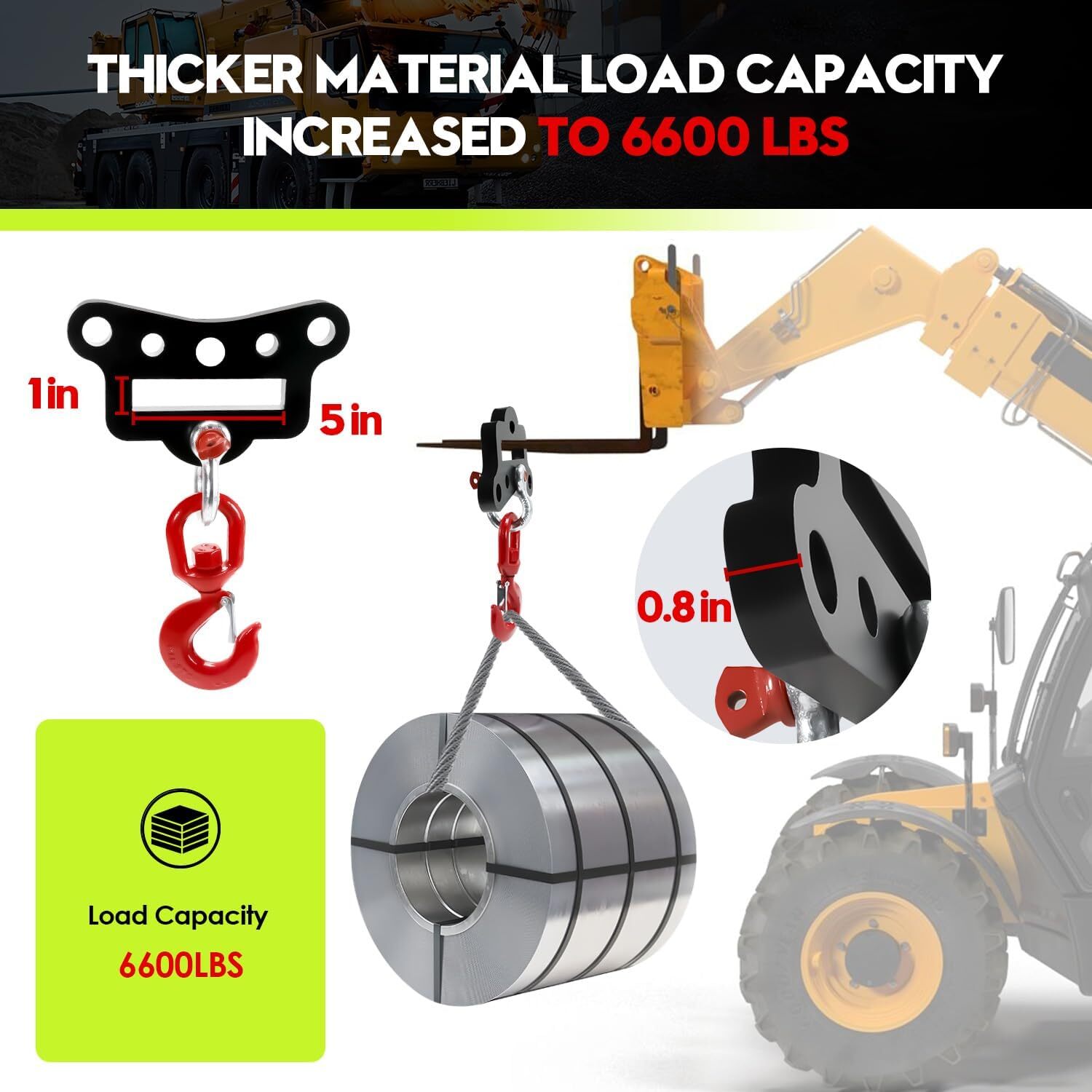 Forklift Lifting Hook,Fork Lift Attachment,Load 6600Lbs,Forklift Lifting Hoist