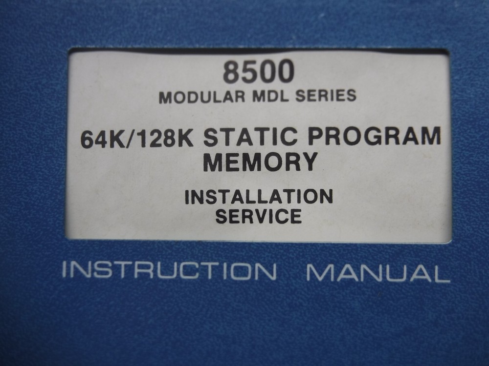 Tektronix 8500 Modular MDL Series 64K/128K Static Program Memory Manual