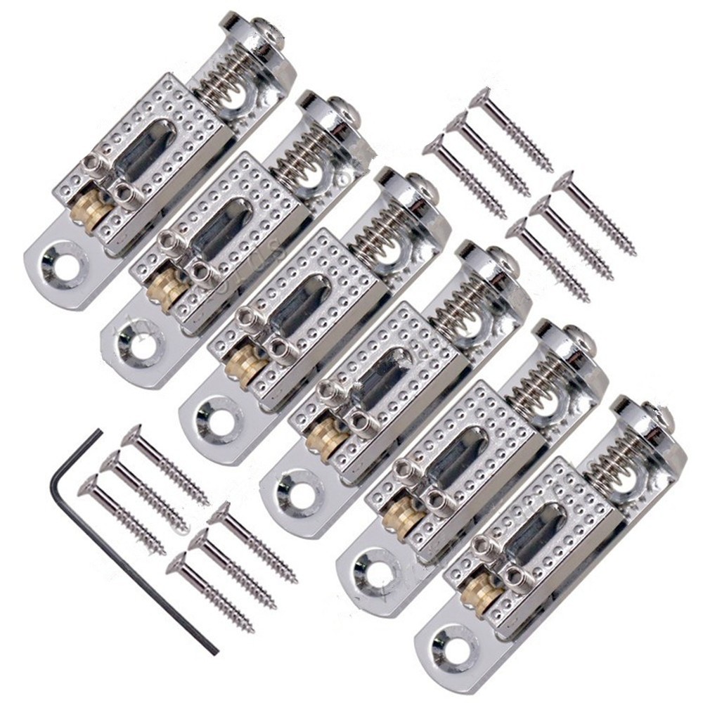 6pcs Single String Roller Saddle Guitar Bridge for cigar box banjo Silver A