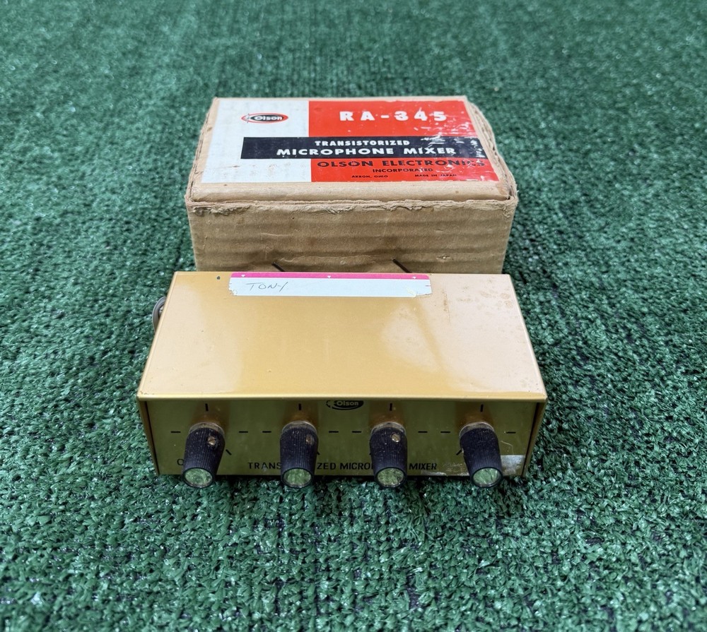 Olson RA-345 Portable Solid State 4 Channel Microphone Mixer - Tested, Works