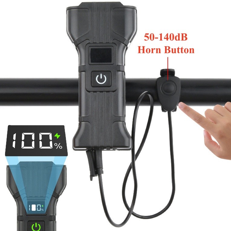 USB Rechargeable LED Bike Light Set Front and Rear Waterproof Cycling Lamp+Horn