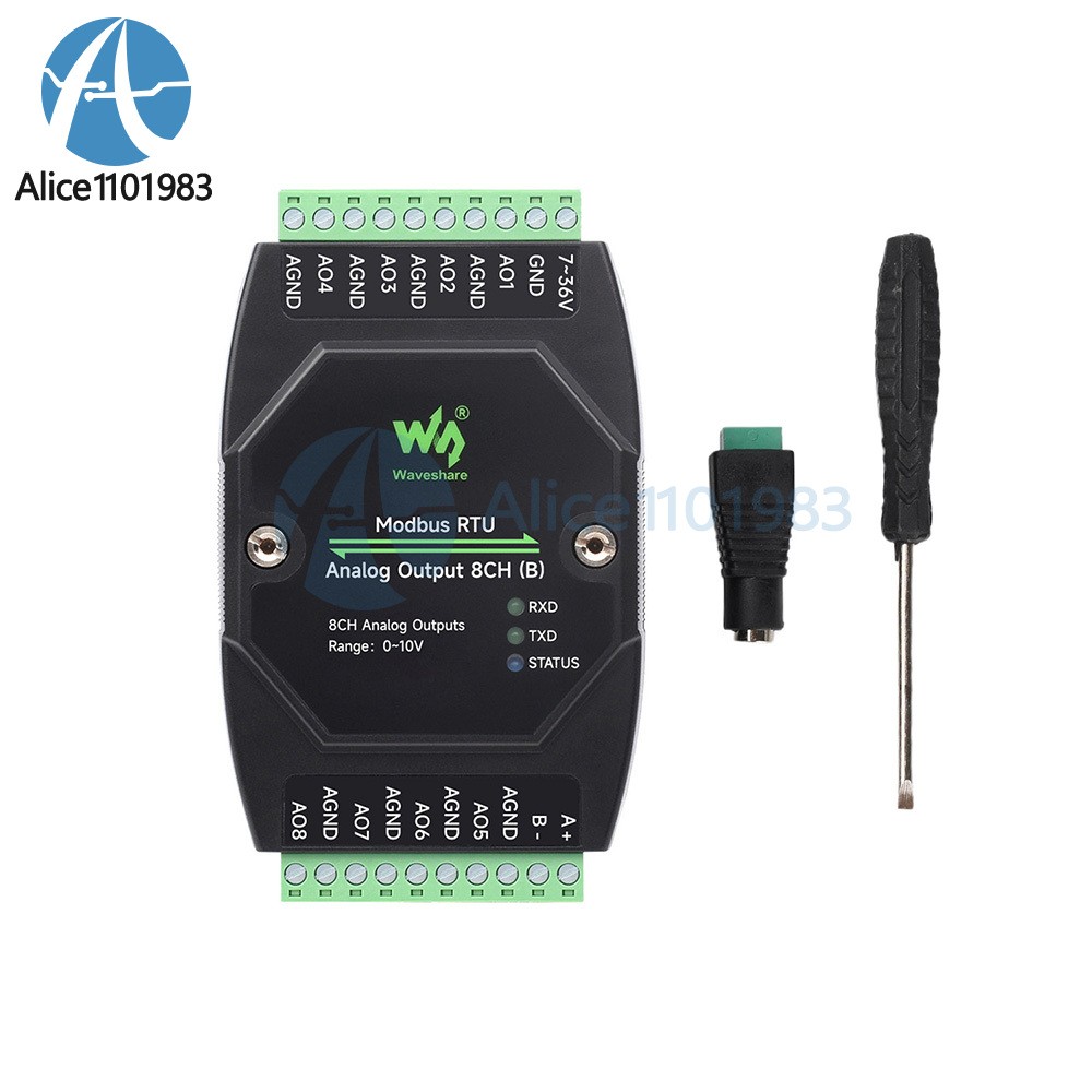 Industrial 8-CH Analog Output Module 12-bit DA Conversion Modbus RTU Protocol