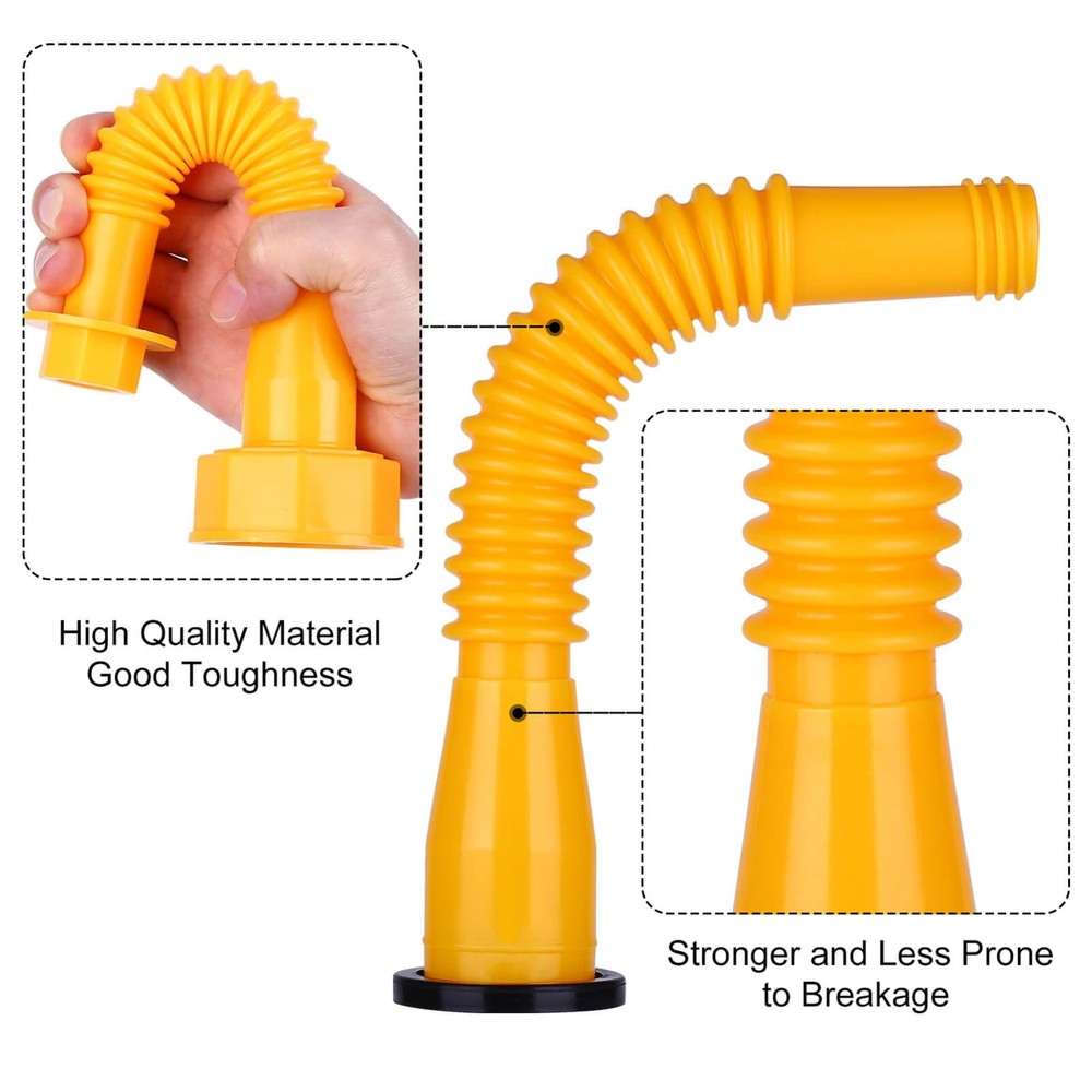 Gas Can Spout Replacement Kit with Multiple Thread Caps and Flexible Nozzle