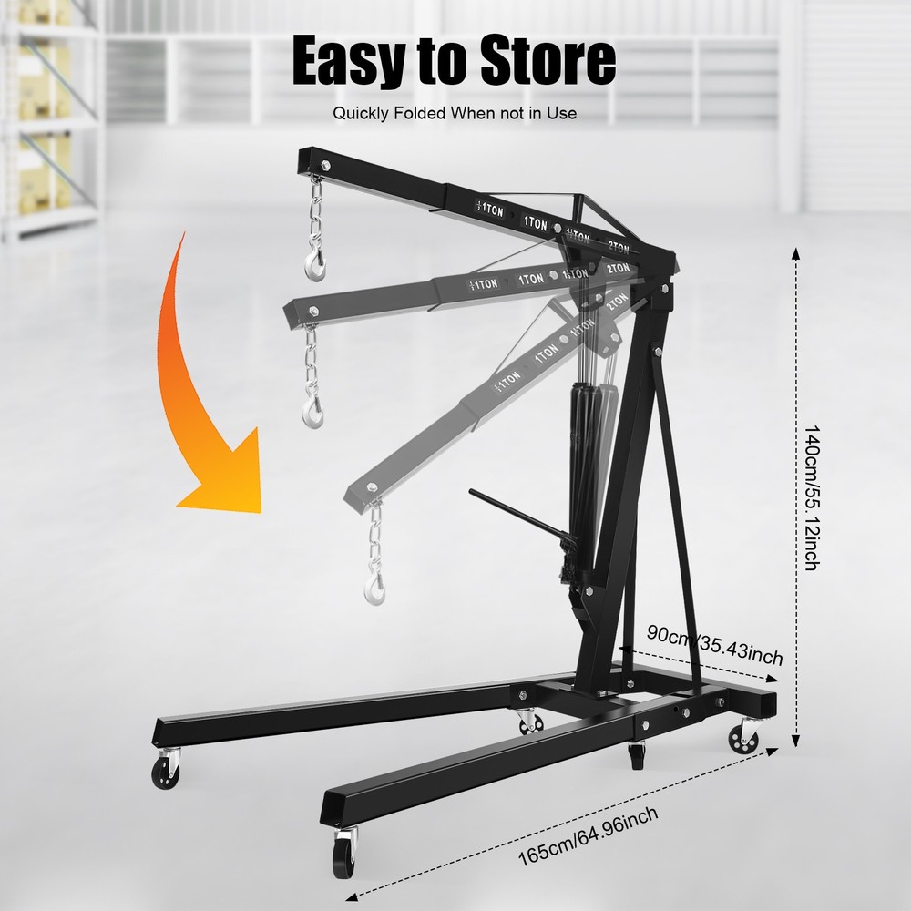 2 Ton Folding Engine Hoist Crane with Adjustable Height and Easy Mobility