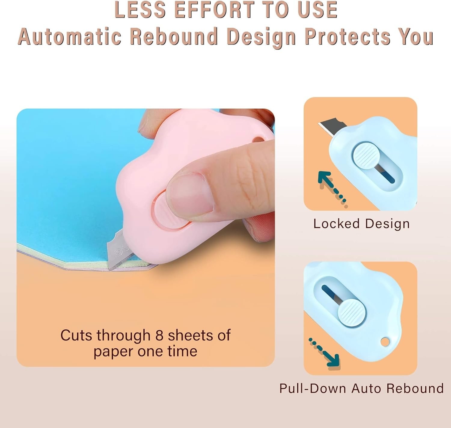 Cloud Shaped Retractable Box Cutter 6 Pack Keychain Letter Opener Stainles Steel