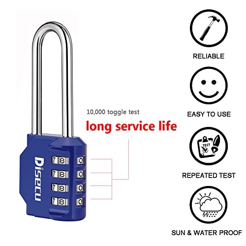 2 Pack disecu 4-Digit Waterproof Combination Padlock for Gym, Locker, Gate