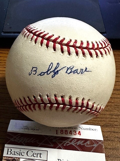 BOBBY BARR 2 SIGNED AUTOGRAPHED ONL BASEBALL!  Dodgers!  JSA!