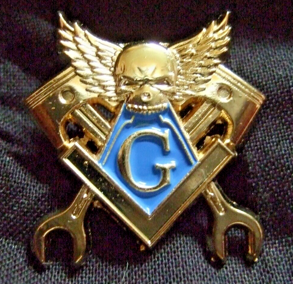 Skull, Wrench and Piston Masonic Lapel Pin