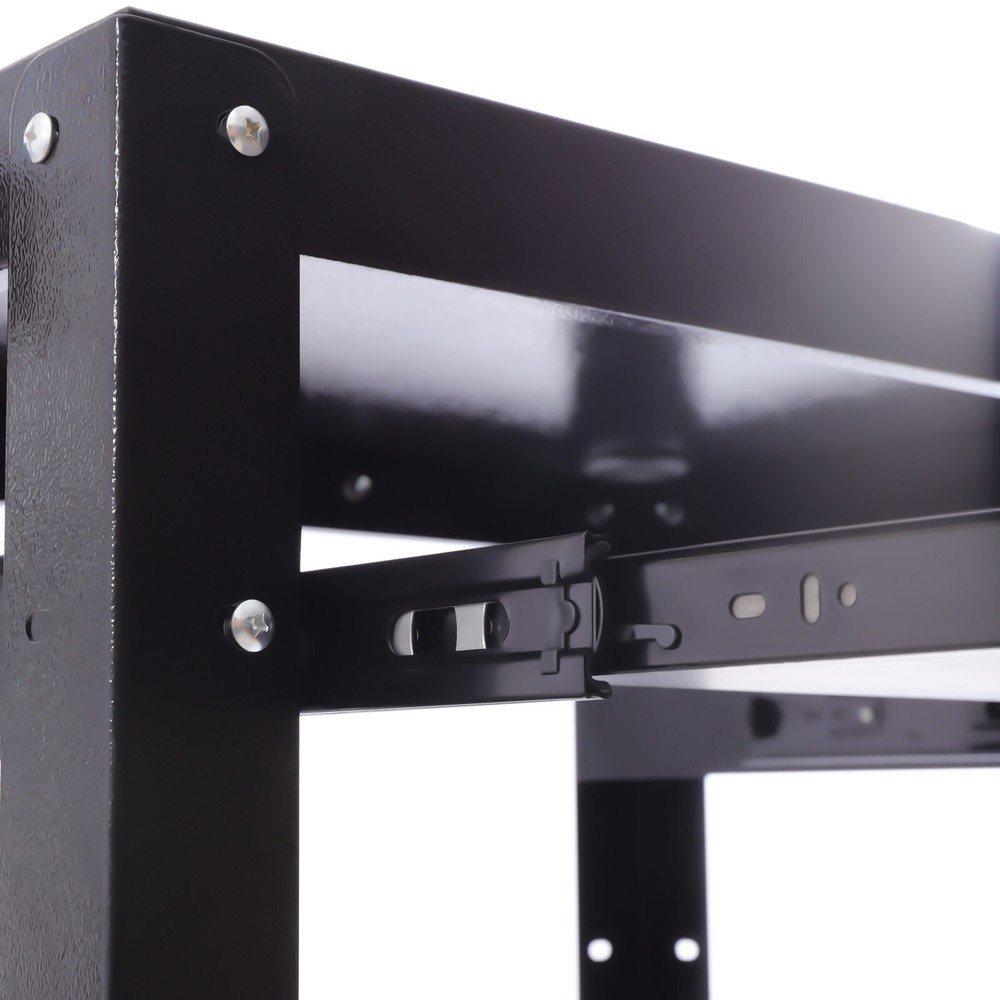 Multifunctional Office Av Cart Black Storage Cabinet+Locking Adjustable Height