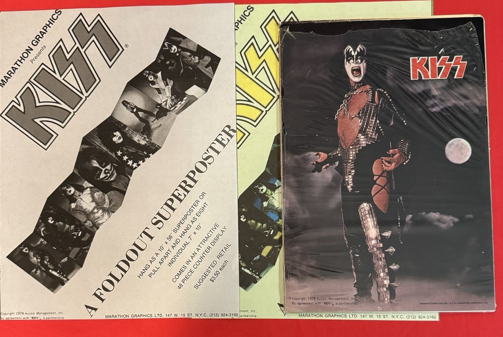 KISS ✨ RARE 1978 AUCOIN MARATHON GRAPHICS FOLD OUT SUPERPOSTER ✨ STILL SEALED! ✨