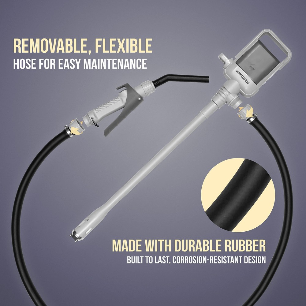 DEWAY Automatic Fuel Transfer Pump with Nozzle for Quick Flow Large, Grey