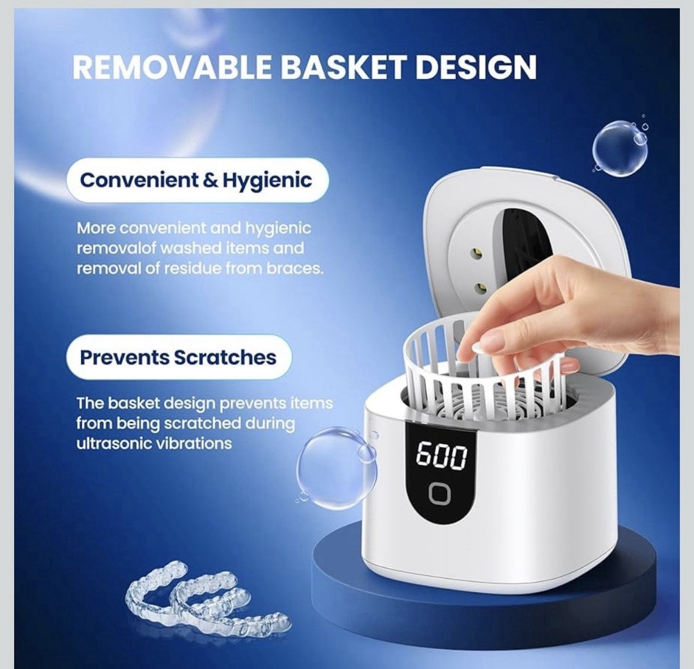 Ultrasonic Retainer Denture Cleaner Machine, 200ML, 4 Modes & Digital Timer