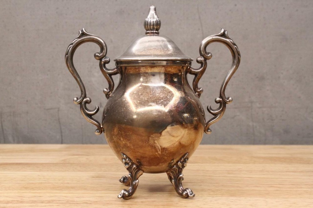 Vintage Metalware Birmingham ENGLISH Silver on Copper Large Creamer & Sugar Set