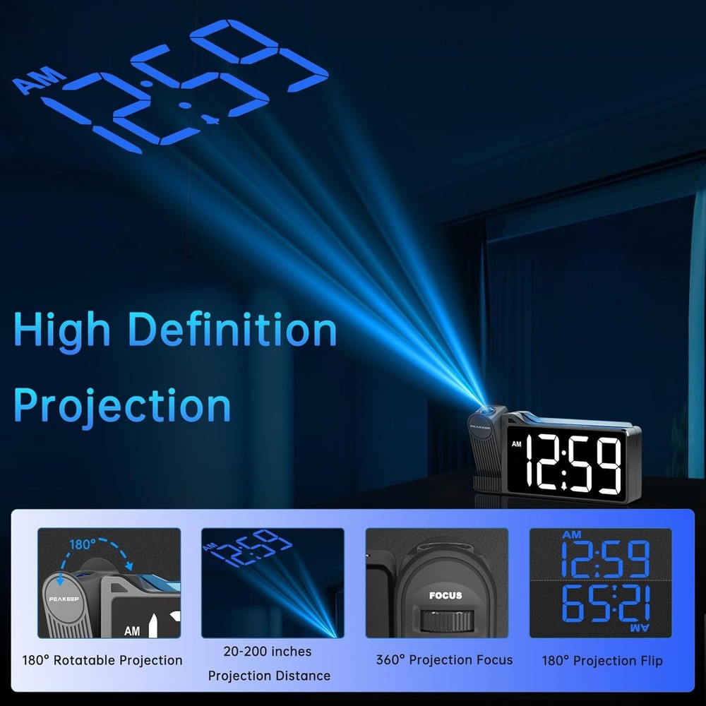 Sharp Electric Digital Alarm Clock LED Large Display Battery Backup Snooze