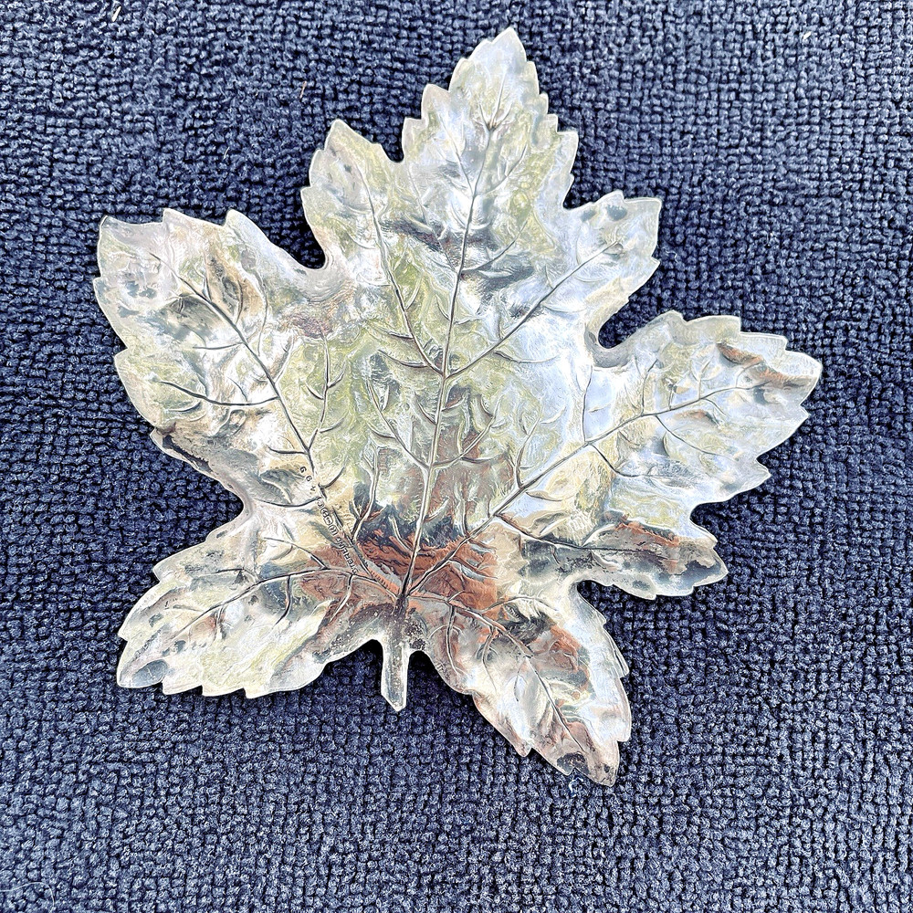 VINTAGE BLACKINTON & CO STERLING MAPLE LEAF SHAPE NUT DISH