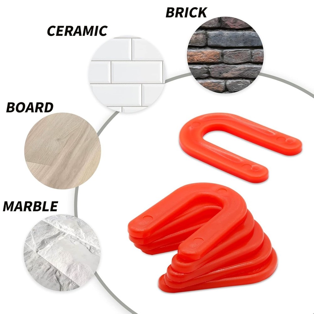 Efficient 50 Pack Red U-Shaped Tile Spacers - 1/8 Inch for Seamless Alignment