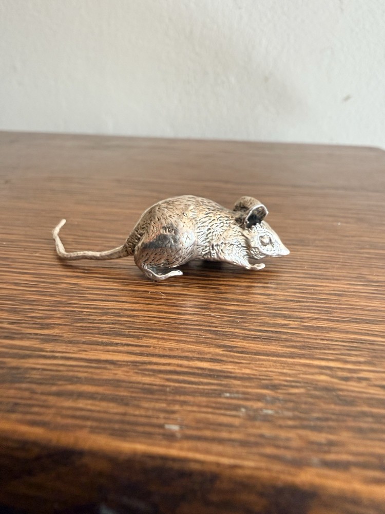 Vintage Sterling Solid Silver Miniature Mouse Mice Figure In 925 Silver Standard