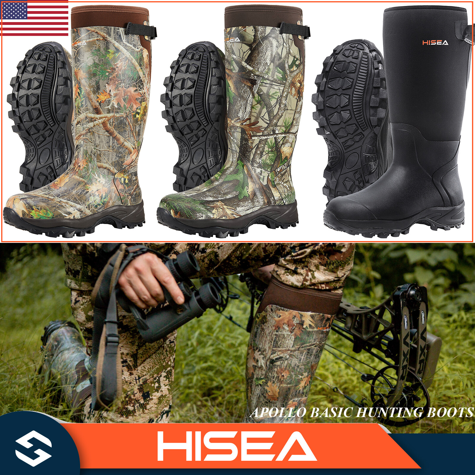 HISEA Men's Hunting Boots Neoprene Insulated Rain & Snow Muck Mud Working Boots