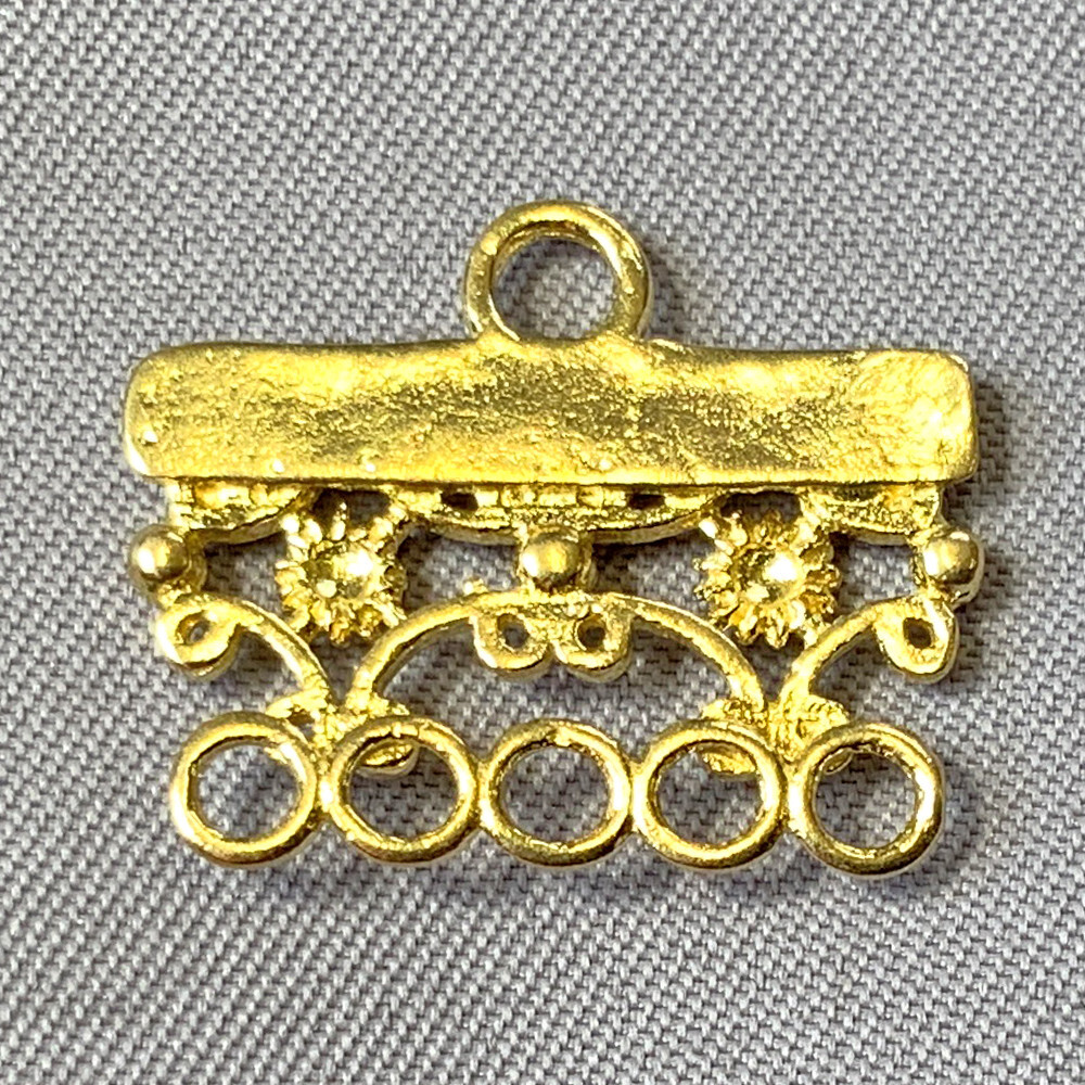 Daisy Filigree Rectangle 6 Loop Chandelier Links 16x19mm Solid Brass Q6 Per Pkg