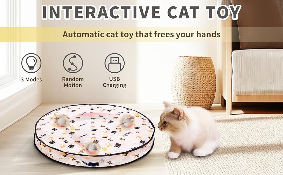 Interactive Cat Toy Ball Fast Rolling in Pouch, Motion Activate Chirping Sensory