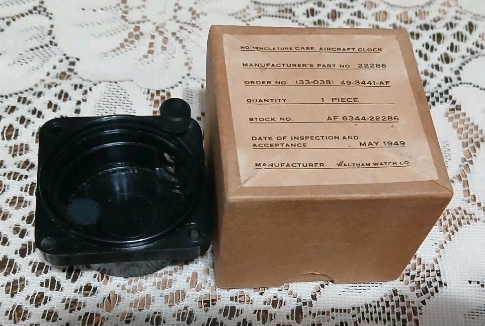 Waltham Vintage Nomenclature Aviation Clock Case W/ Box WWII Aircraft Cockpit