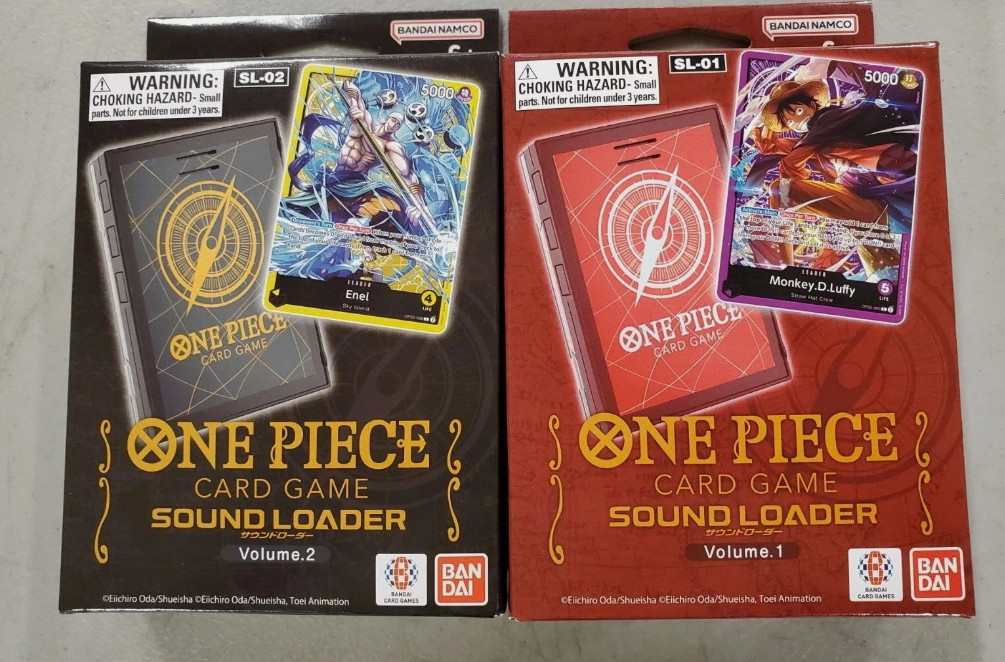 One Piece TCG Sound Loader Vol 1 and Vol 2. New Sealed with Luffy and Enel Promo