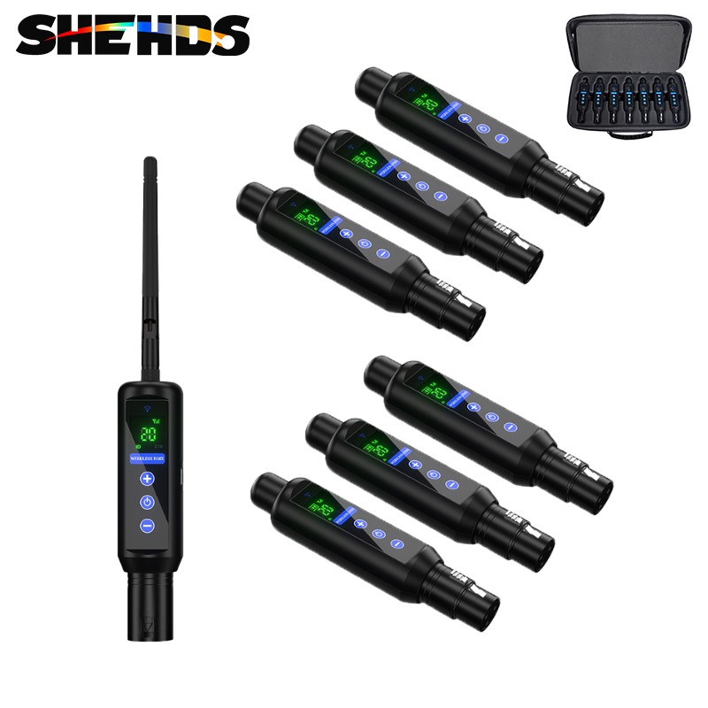SHEHDS DMX Transmitter/Long-Range/Rechargeable Receiver DJ Par Stage Light