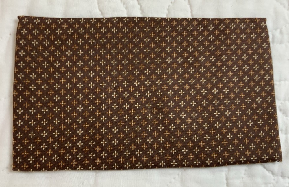 Antique Patchwork Quilt Table Topper, Rectangle Early Calicos, Brown